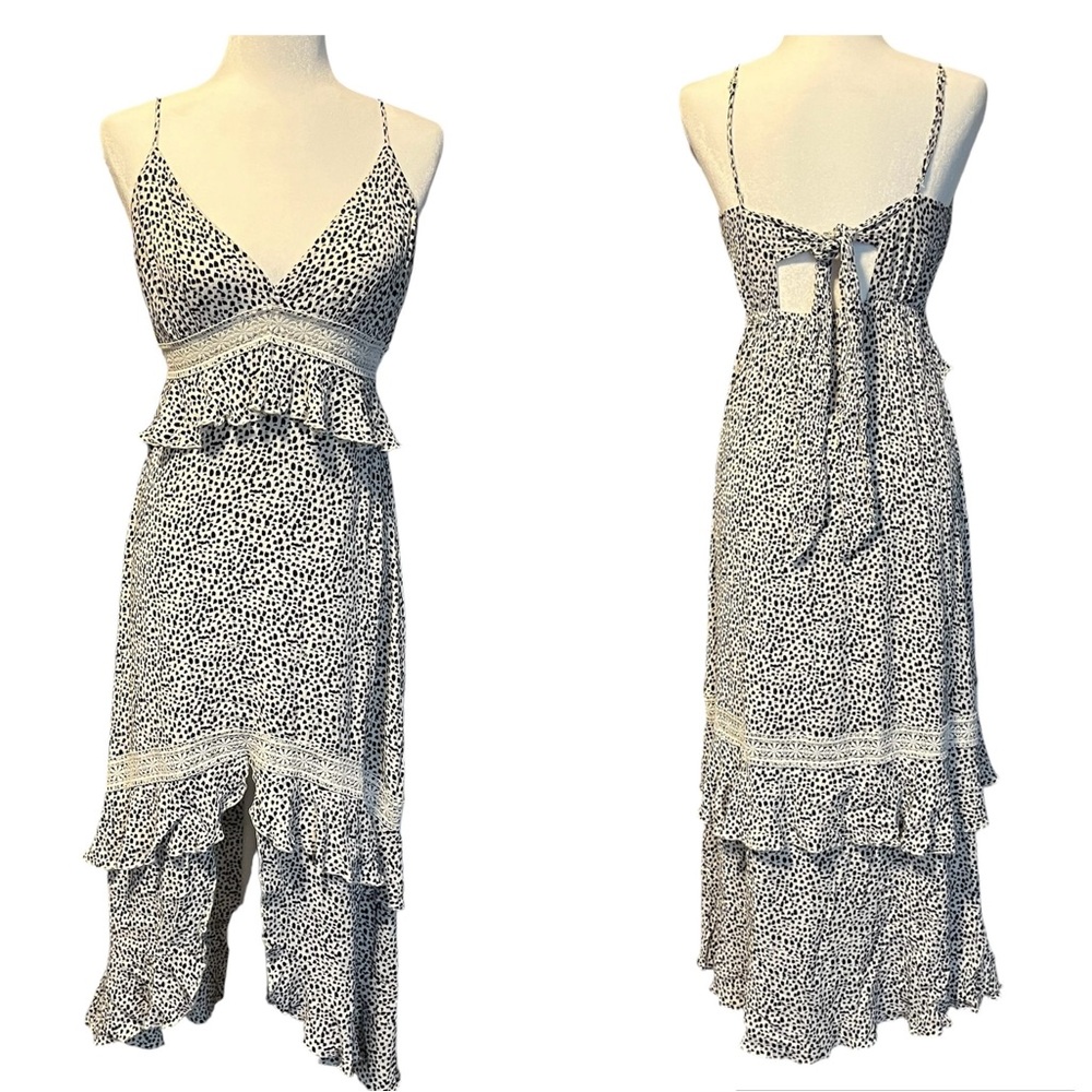 Express animal print black white midi dress Sz S / P Sleeveless Lace